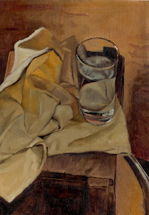 still life oil painitng water glass dining room