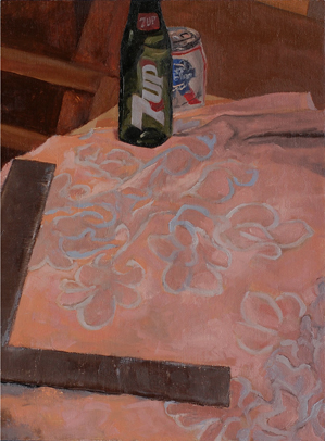 still life oil painting, pbr beer, 7up